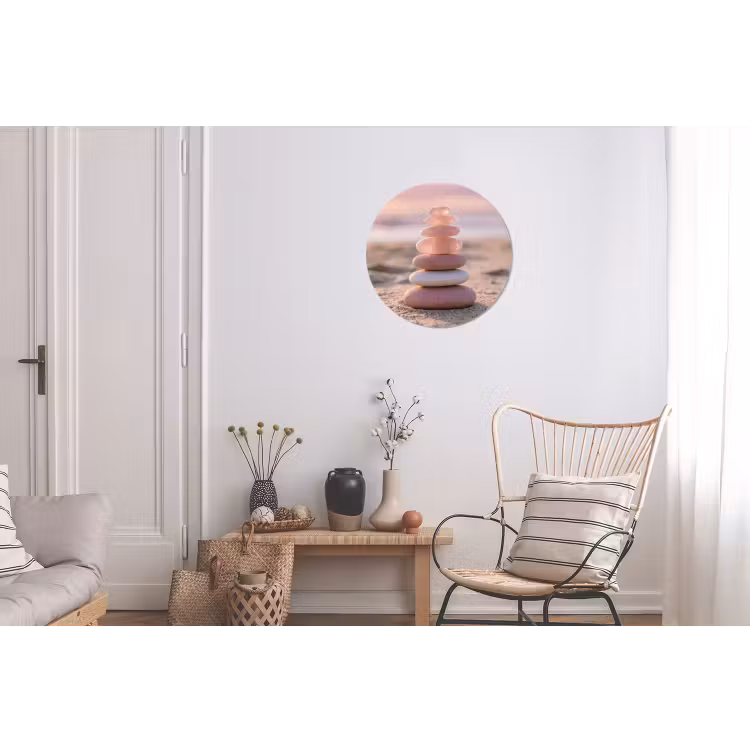 Stenen - Zand - Roze Wandcirkel aluminium klein -woonkamer