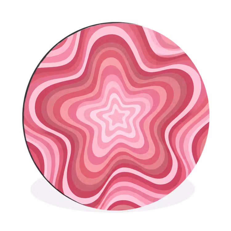 Ster - Golvend - Abstract - Roze Wandcirkel aluminium klein -3d