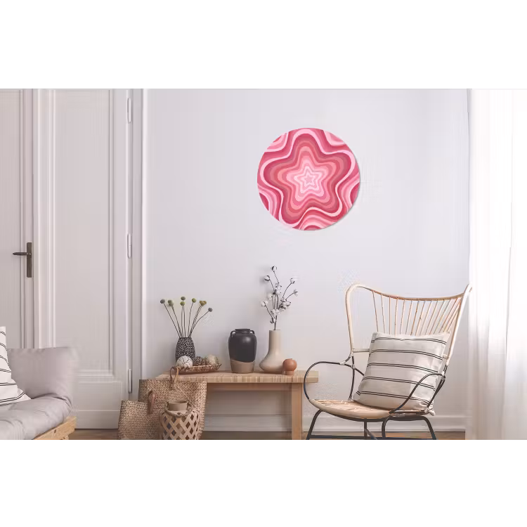 Ster - Golvend - Abstract - Roze Wandcirkel aluminium klein -woonkamer