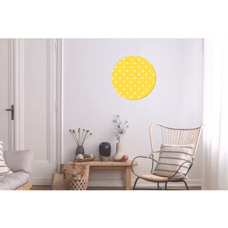 Sterren - Patroon - Minimalistisch - Geel Wandcirkel aluminium klein 190 -woonkamer