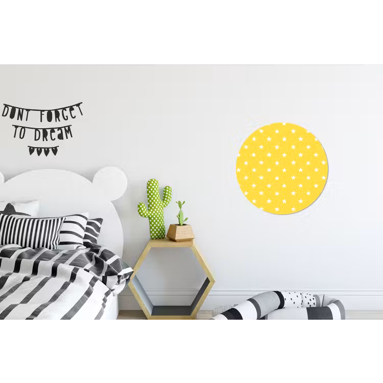 Sterren - Patroon - Minimalistisch - Geel Wandcirkel aluminium klein 190 -kinderkamer