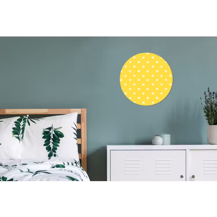 Sterren - Patroon - Minimalistisch - Geel Wandcirkel aluminium klein 190 -slaapkamer