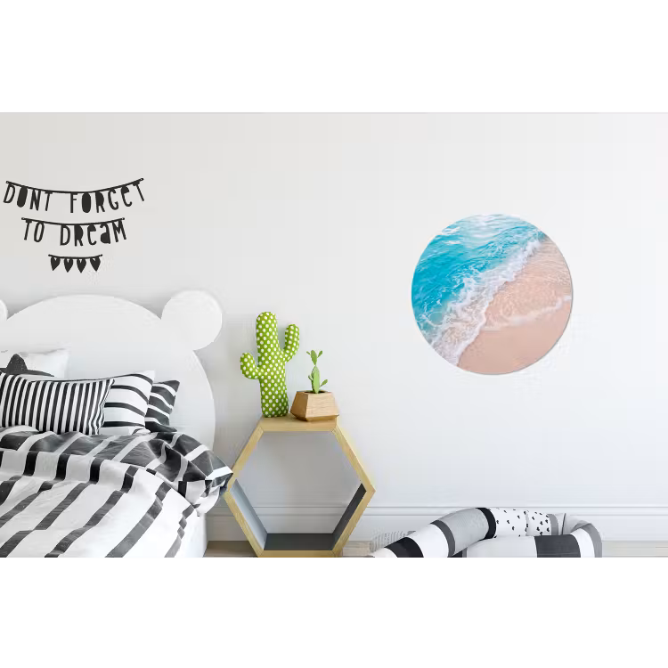 Strand - Zee - Golf - Natuur - Blauw Wandcirkel aluminium klein -kinderkamer