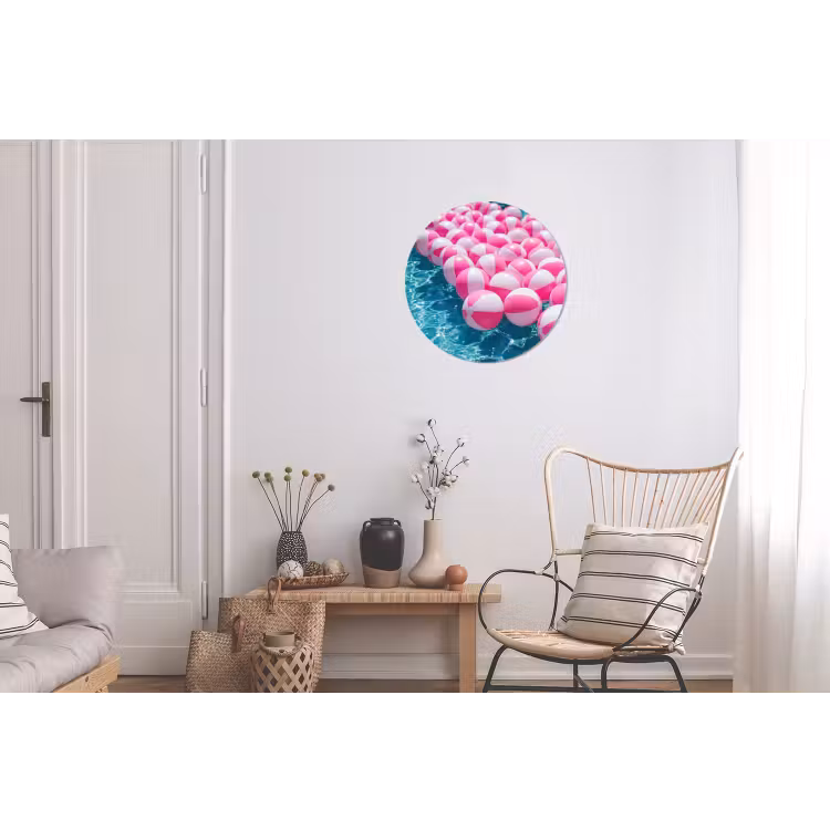 Strandballen - Roze - Water Wandcirkel aluminium klein -woonkamer