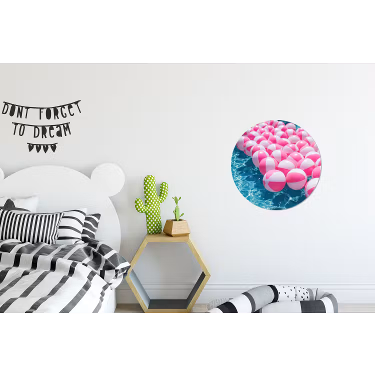Strandballen - Roze - Water Wandcirkel aluminium klein -kinderkamer