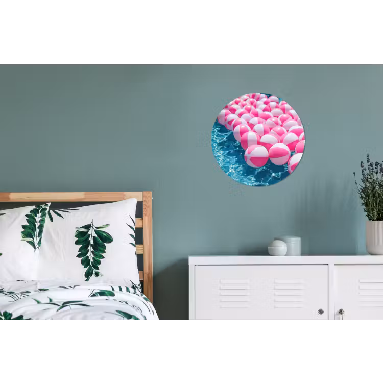 Strandballen - Roze - Water Wandcirkel aluminium klein -slaapkamer