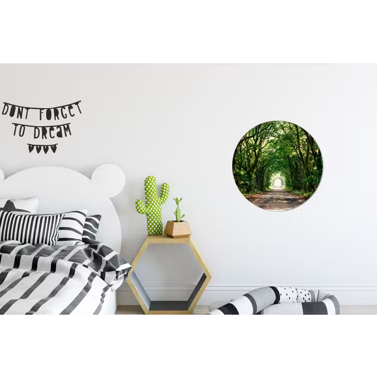 Weg - Bomen - Natuur - Groen Wandcirkel aluminium klein -kinderkamer