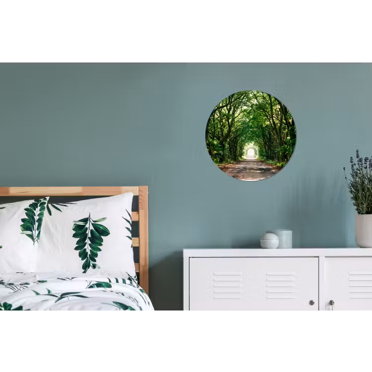 Weg - Bomen - Natuur - Groen Wandcirkel aluminium klein -slaapkamer