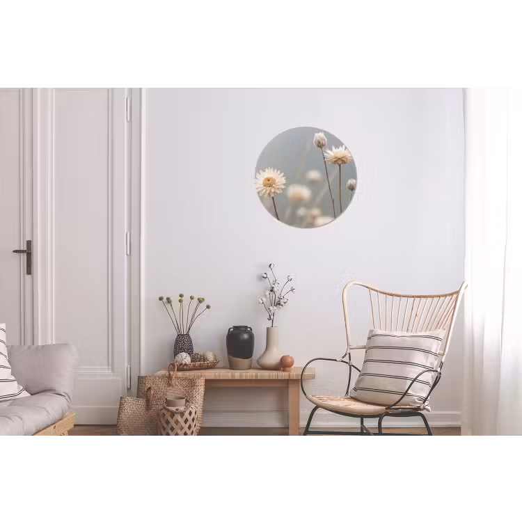 Strobloemen - Wit - Daglicht Wandcirkel aluminium klein -woonkamer