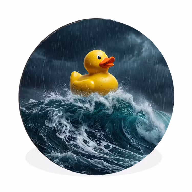 Storm - Badeend - Golven Wandcirkel aluminium klein -3d