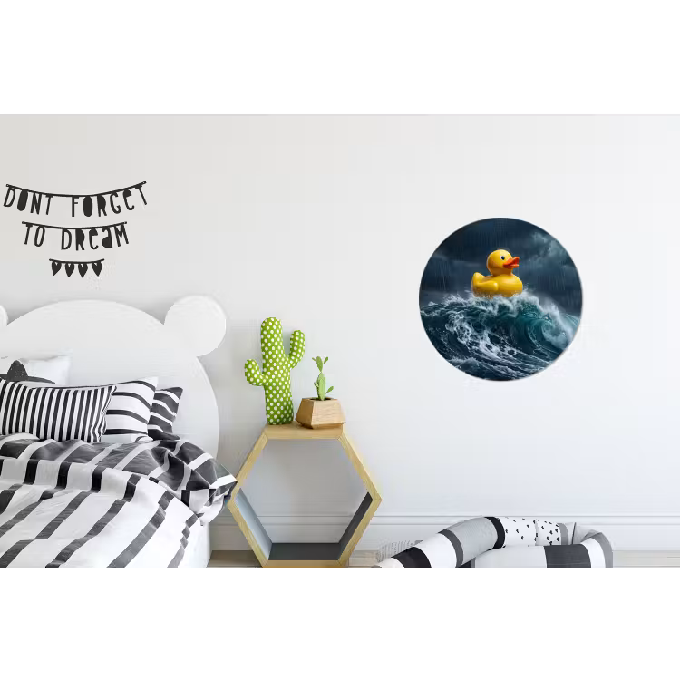 Storm - Badeend - Golven Wandcirkel aluminium klein -kinderkamer