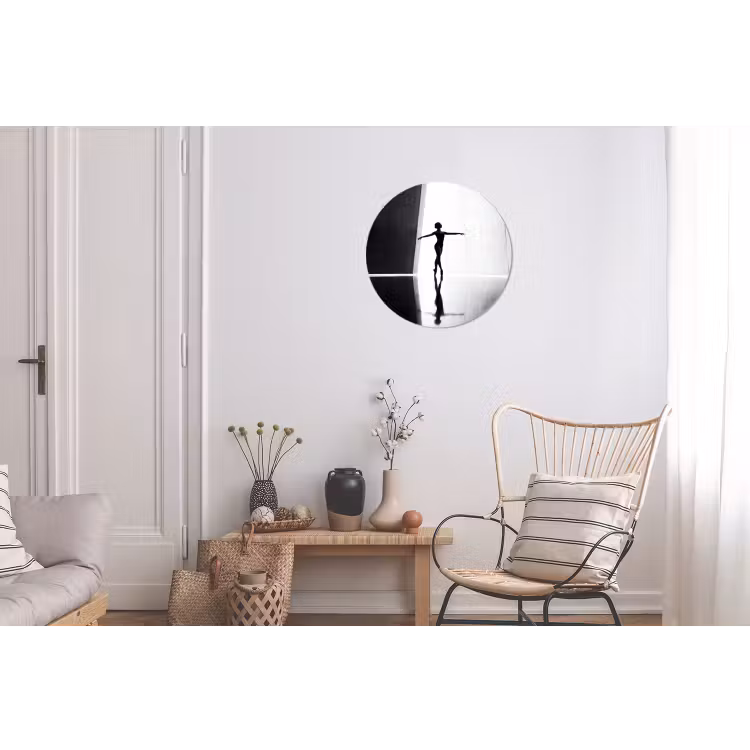 Danser - Silhouette - Kunst - Modern - Zwart-wit Wandcirkel aluminium klein -woonkamer