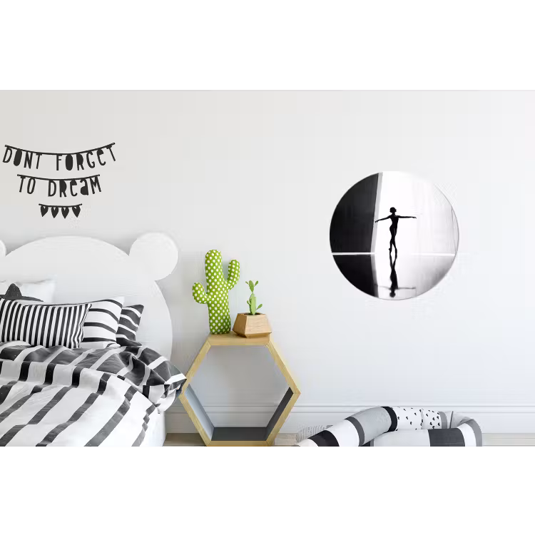 Danser - Silhouette - Kunst - Modern - Zwart-wit Wandcirkel aluminium klein -kinderkamer