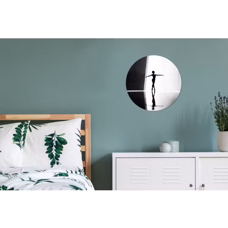 Danser - Silhouette - Kunst - Modern - Zwart-wit Wandcirkel aluminium klein -slaapkamer