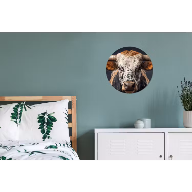 Stier - Kleurrijk - Hoorns Wandcirkel aluminium klein -slaapkamer
