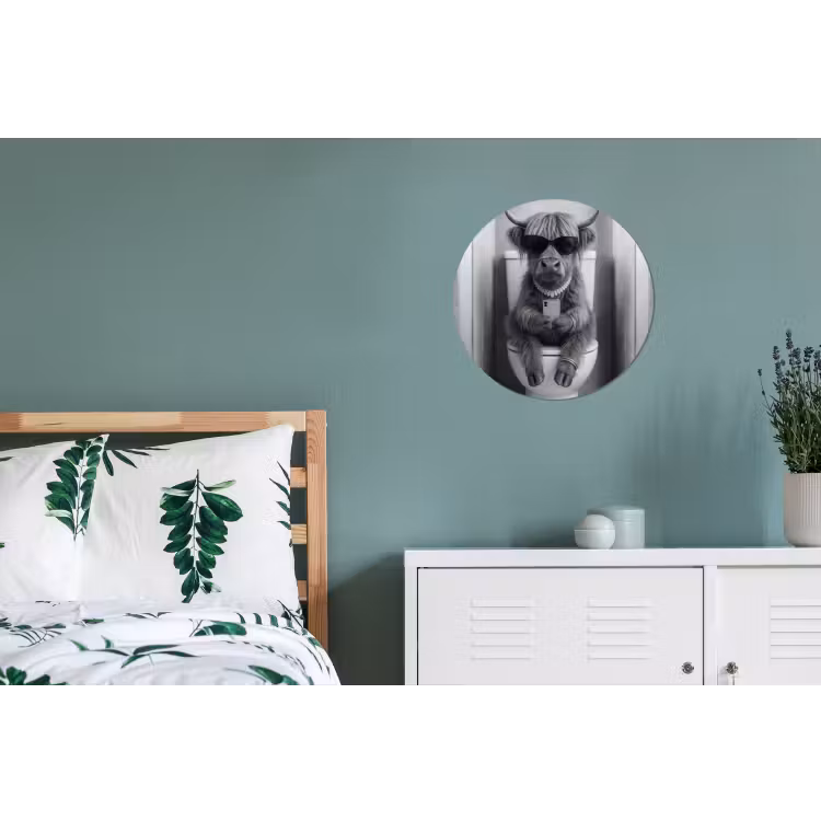 Stier - Telefoon - Toilet - Zwart - Wit Wandcirkel aluminium klein -slaapkamer