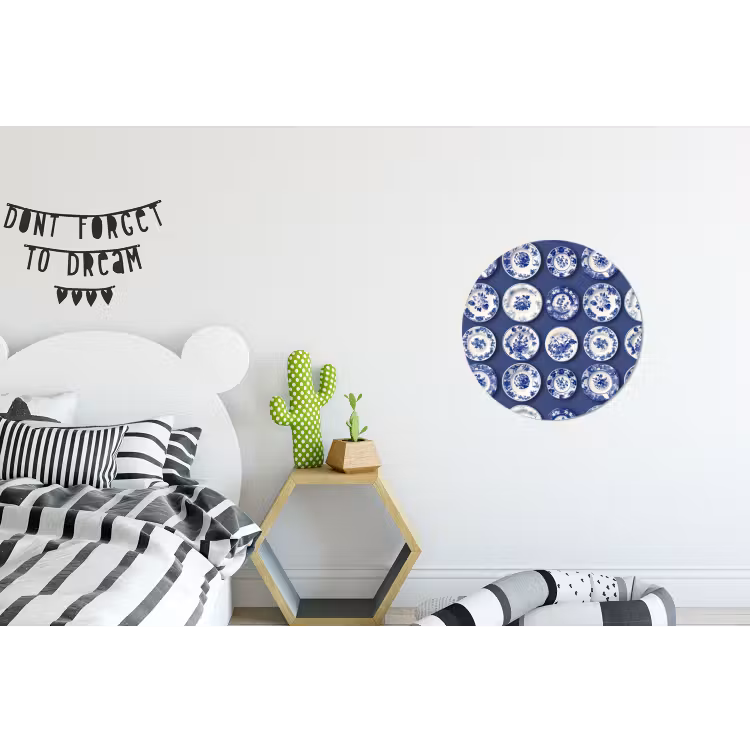 Borden - Floraal - Blauw Wandcirkel aluminium klein 190 -kinderkamer