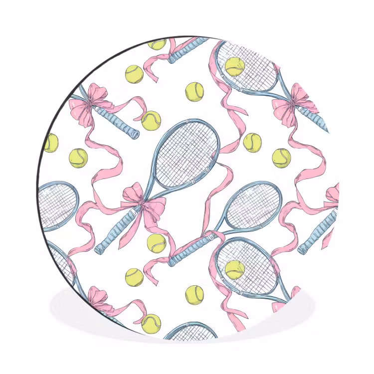 Tennis - Strikken - Kleurrijk Wandcirkel aluminium klein 190 -3d