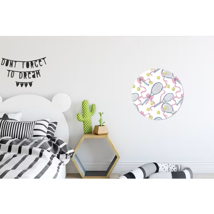 Tennis - Strikken - Kleurrijk Wandcirkel aluminium klein 190 -kinderkamer