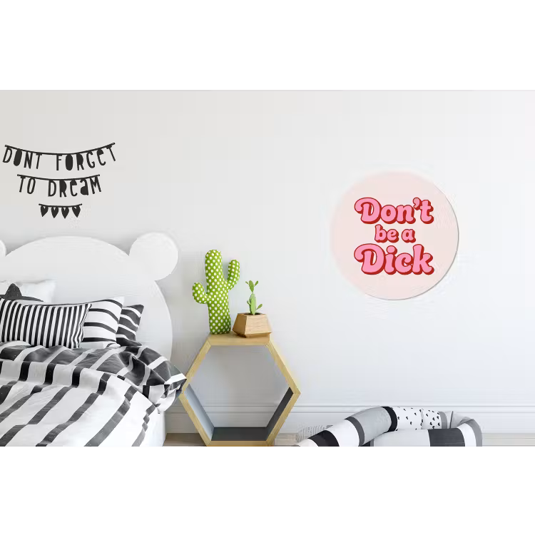 Tekst - Boodschap - Roze Wandcirkel aluminium klein -kinderkamer