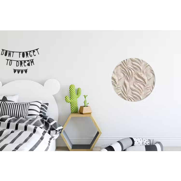 Textuur - Reliëf - Beige Wandcirkel aluminium klein 190 -kinderkamer