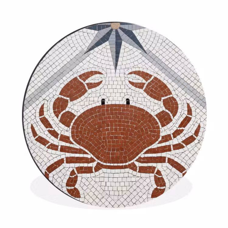 Dier - Mozaïek - Zee - Klassiek - Bruin Wandcirkel aluminium klein -3d