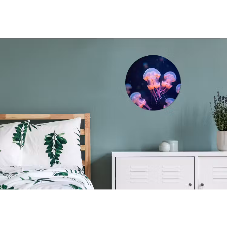 Dier - Onderwater - Natuur - Roze - Mysterieus Wandcirkel aluminium klein -slaapkamer