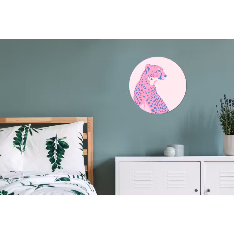 Dieren - Profiel - Abstract - Roze - Blauw Wandcirkel aluminium klein -slaapkamer