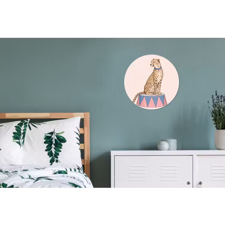 Dieren - Circus - Illustratie - Vintage - Roze Wandcirkel aluminium klein -slaapkamer