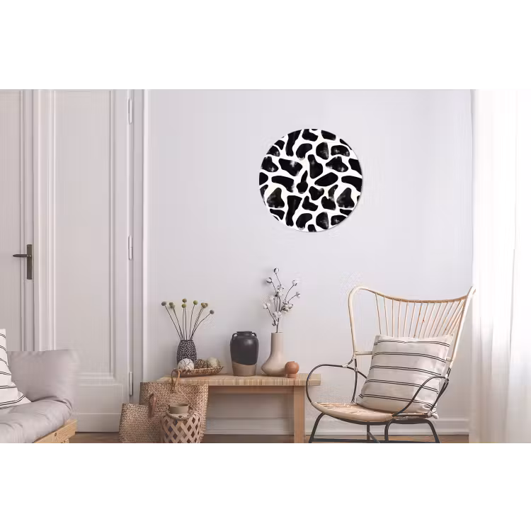 Dierenpatroon - Vlekken - Zwart - Wit Wandcirkel aluminium klein 190 -woonkamer