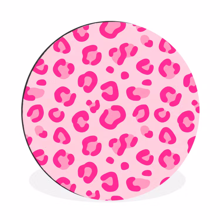 Dierenprint - Patroon - Abstract - Modern - Roze Wandcirkel aluminium klein -3d