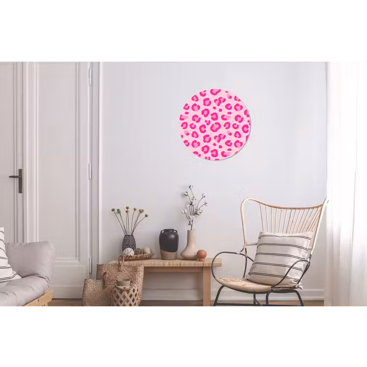 Dierenprint - Patroon - Abstract - Modern - Roze Wandcirkel aluminium klein -woonkamer