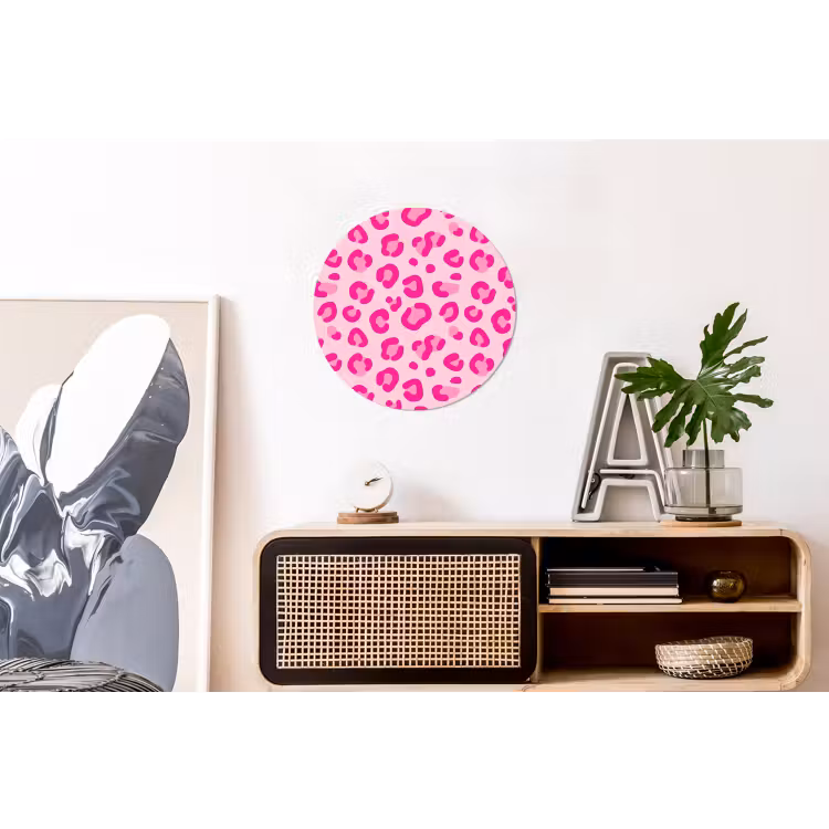 Dierenprint - Patroon - Abstract - Modern - Roze Wandcirkel aluminium klein -kantoor