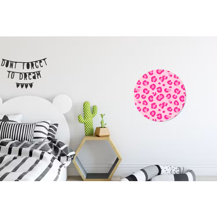 Dierenprint - Patroon - Abstract - Modern - Roze Wandcirkel aluminium klein -kinderkamer