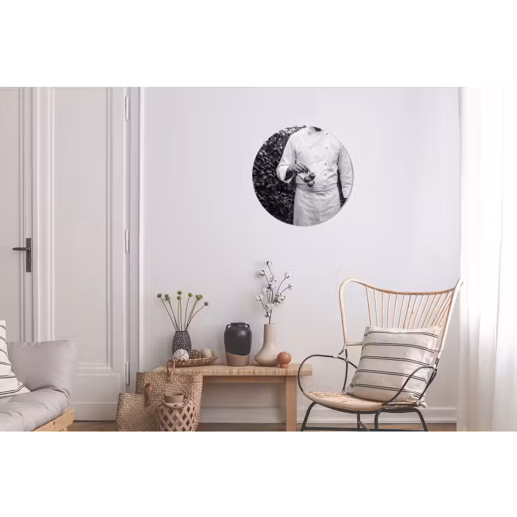 Tomaten - Chef - Zwart - Wit Wandcirkel aluminium klein -woonkamer