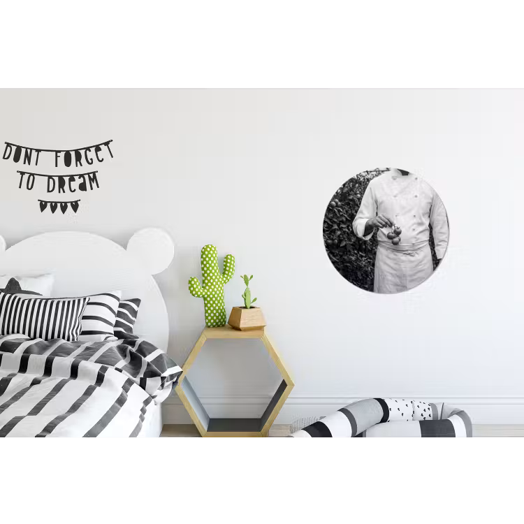Tomaten - Chef - Zwart - Wit Wandcirkel aluminium klein -kinderkamer
