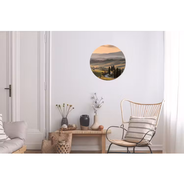 Toscaans - Landschap - Heuvels Wandcirkel aluminium klein -woonkamer