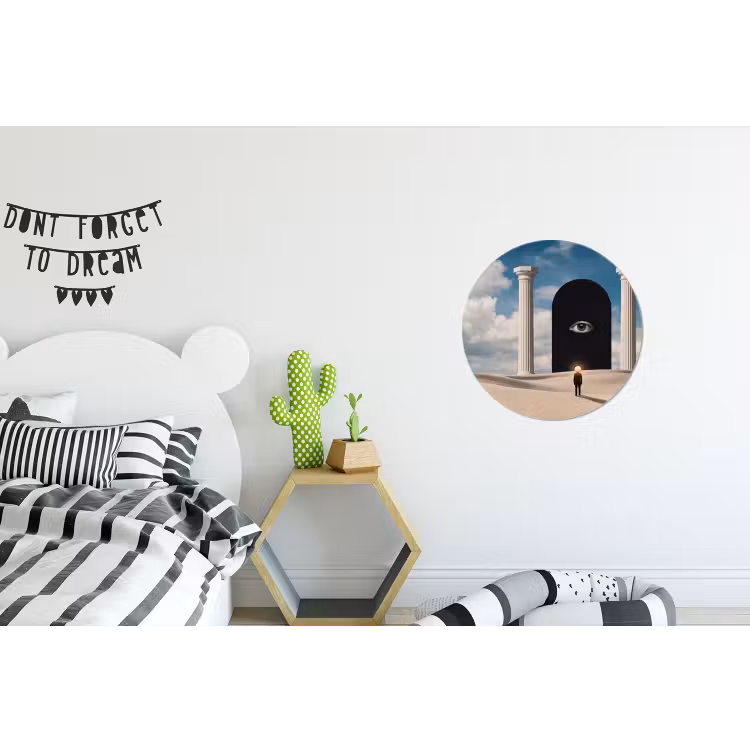 Alu-Dibond-Bild Rund - Traum – Wüste – Auge - Droom - Woestijn - Oog Wandcirkel aluminium klein