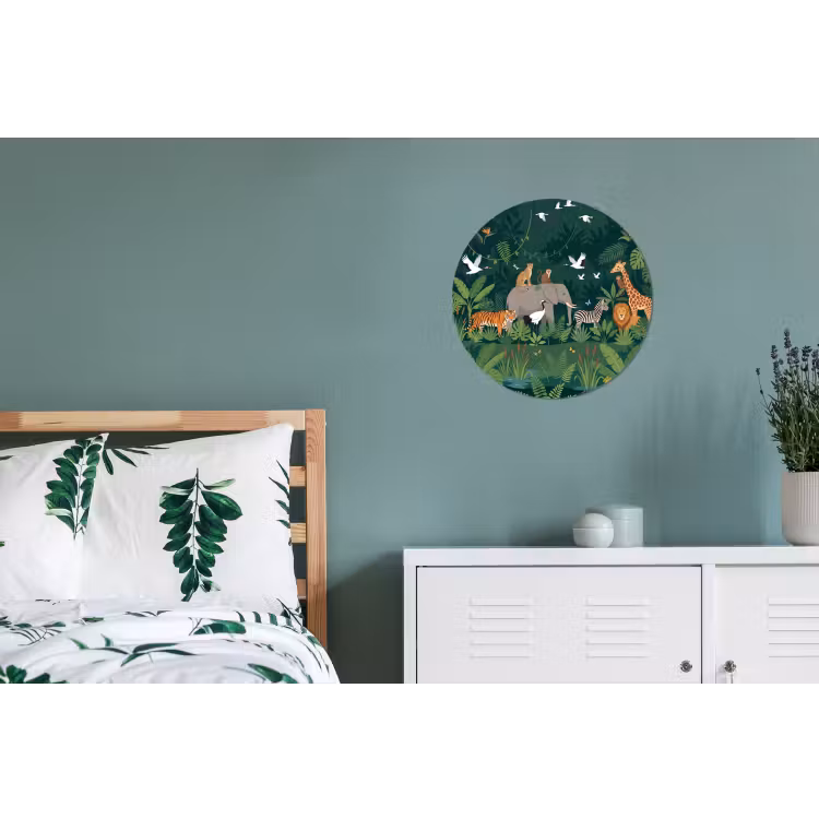 Tropisch - Jungle - Groen Wandcirkel aluminium klein -slaapkamer