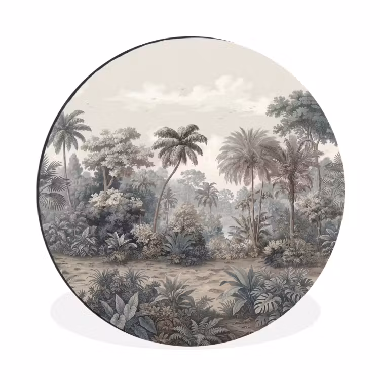 Tropisch - Landschap - Illustratie Wandcirkel aluminium klein -3d