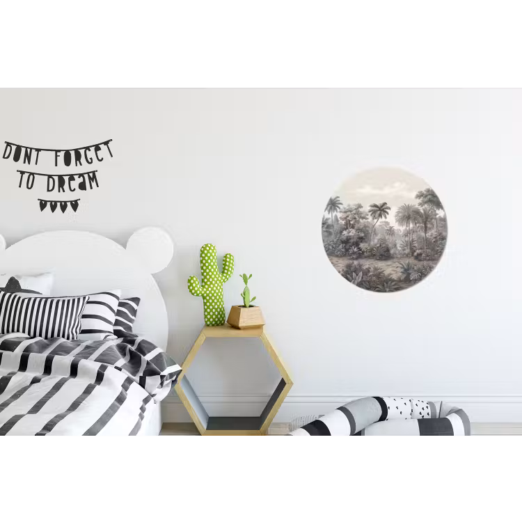 Tropisch - Landschap - Illustratie Wandcirkel aluminium klein -kinderkamer