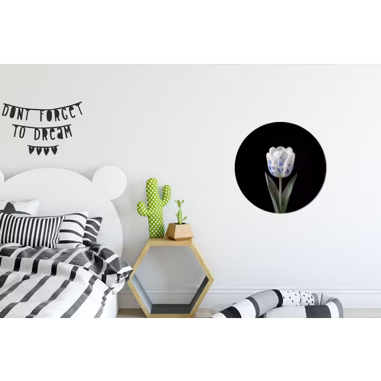 Tulp - Patroon - Blauw Wandcirkel aluminium klein -kinderkamer