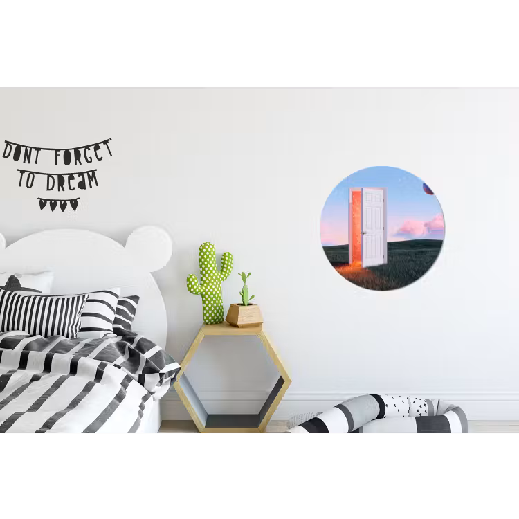 Alu-Dibond-Bild Rund - Tür – Fantasie – Raum - Deur - Fantasie - Ruimte Wandcirkel aluminium klein