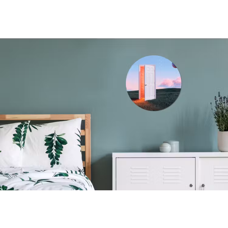 Alu-Dibond-Bild Rund - Tür – Fantasie – Raum - Deur - Fantasie - Ruimte Wandcirkel aluminium klein