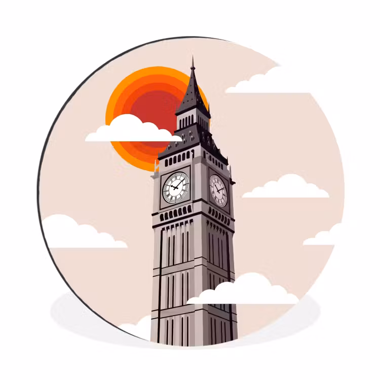 Toren - Klok - Londen - Architectuur - Retro Wandcirkel aluminium klein -3d