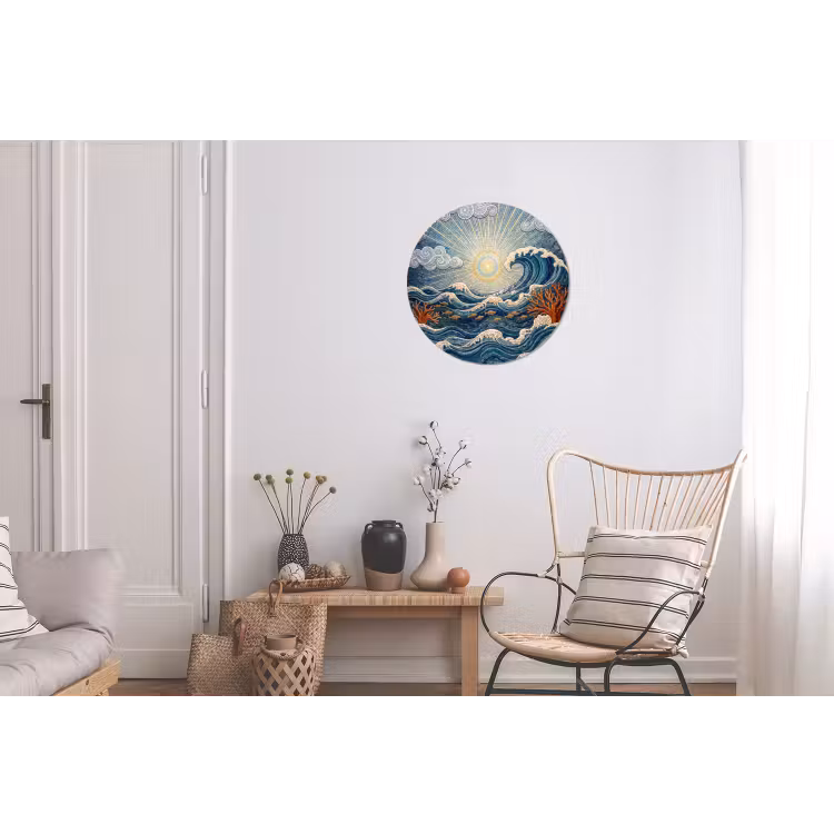 Onderwater - Koraal - Vis - Natuur - Kunst Wandcirkel aluminium klein -woonkamer