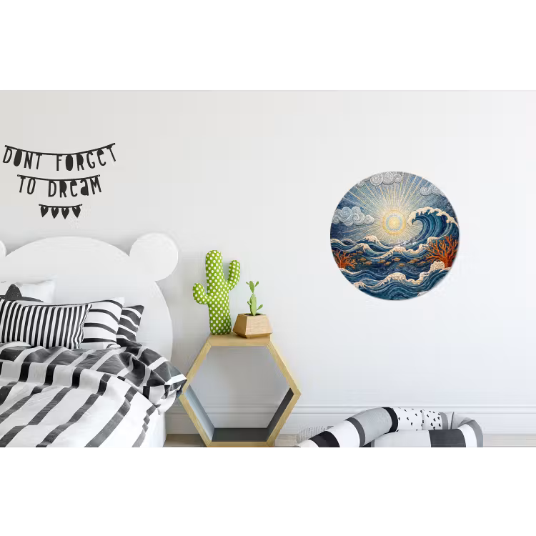 Onderwater - Koraal - Vis - Natuur - Kunst Wandcirkel aluminium klein -kinderkamer