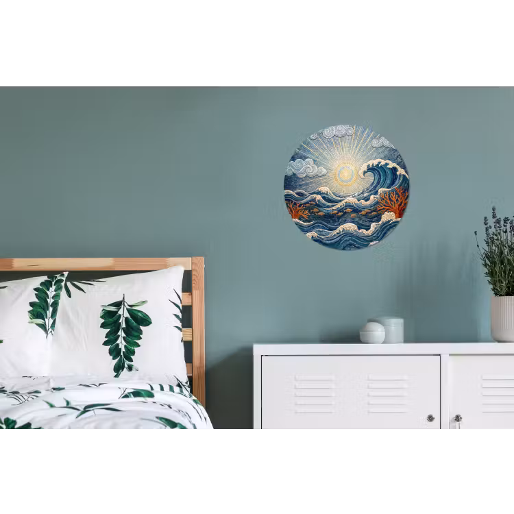 Onderwater - Koraal - Vis - Natuur - Kunst Wandcirkel aluminium klein -slaapkamer