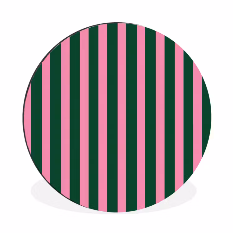 Verticale strepen - Groen - Roze Wandcirkel aluminium klein 190 -3d