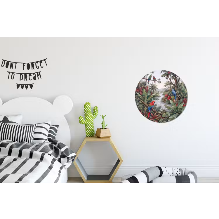 Vogel - Jungle - Natuur - Mozaïek - Groen Wandcirkel aluminium klein -kinderkamer
